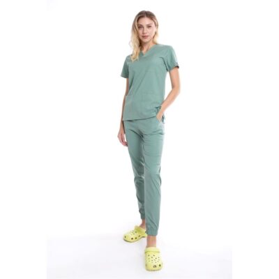 медицинска туника с панталон JOGGER ПАМУК/ПЕ + 6% ЛИКРА EASY IRON мод.30070 332 30071 jogger menta 1