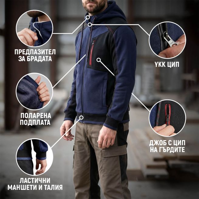 1718 суитшърт ПАМУК С ПОЛАР ТЪМНО СИН 2